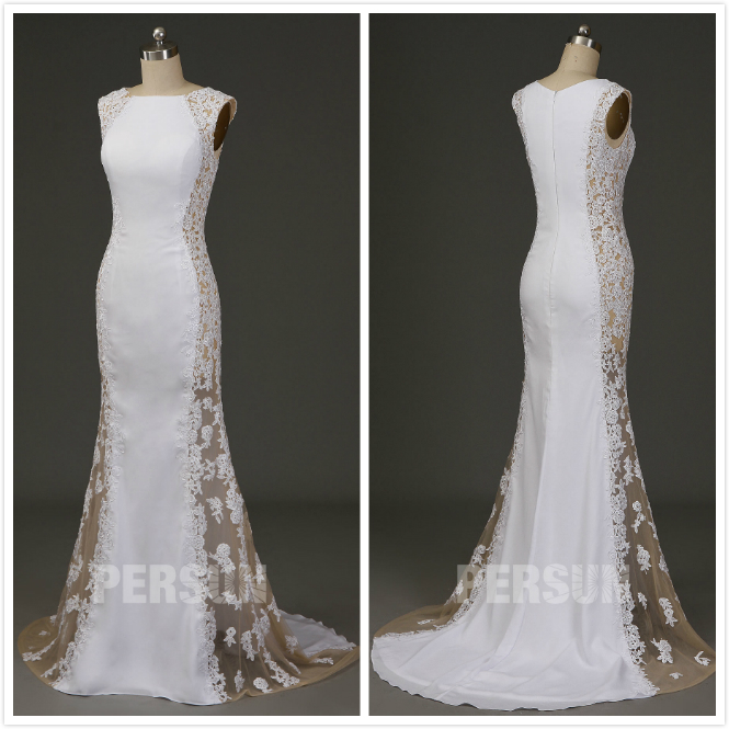 robe de mariée sirène côté transparente 2020 pour femme grande taille