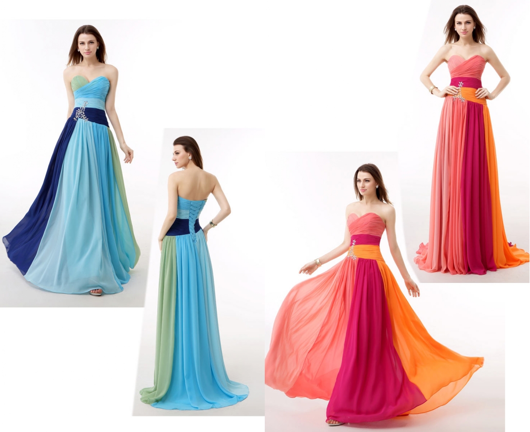 robe longue multicolore bustier coeur pour mariage d`été