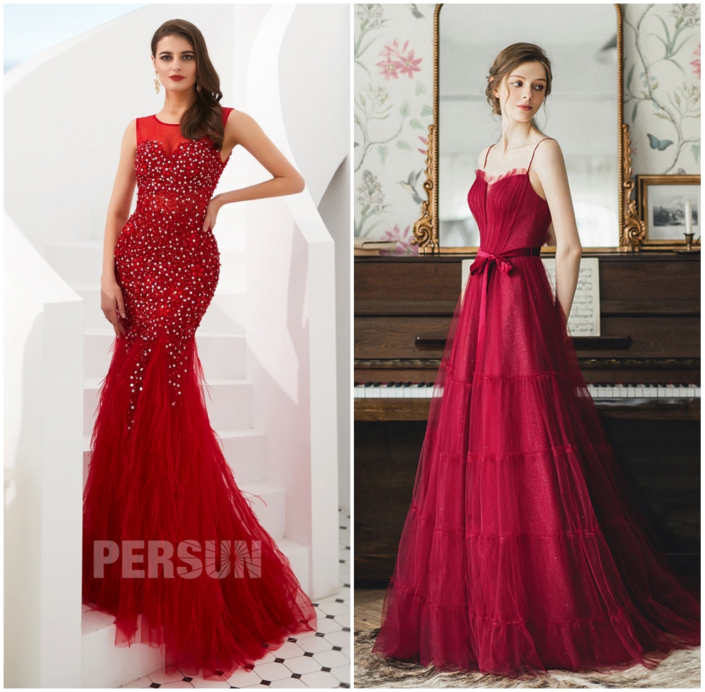 robe rouge longue pour mariage d`été